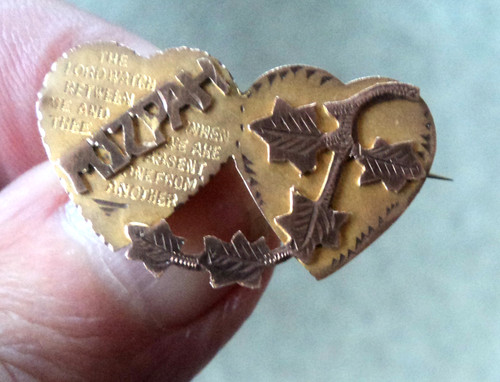 Edwardian gold mizpah brooch - mizpah,