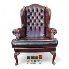 *Vintage Oxblood Leather Chesterfield Wing Back Chair FREE DELIVERY 🚚*