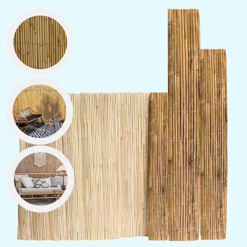 Bamboo slat fence natural - fence,