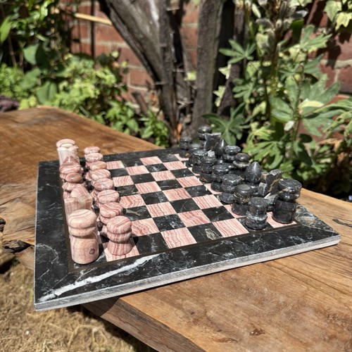 Vintage marble onyx chess set - vintage,