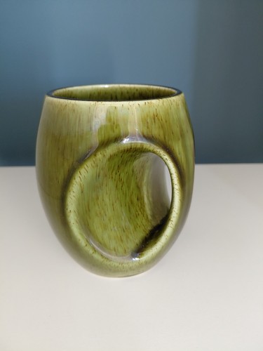 Holkham pottery green owl face - owl,