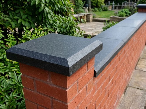 Black basalt pier caps 5cm - black,