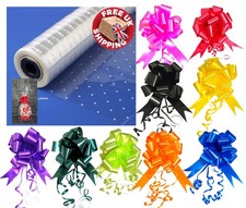 White Dots Cellophane Gift Wrap Birthday Wedding Christmas Hamper Baskets + Bow