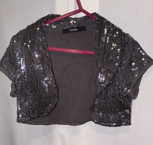 Girls silver sequin bolero - silver,