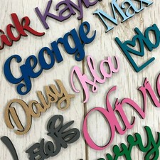 Personalised painted wooden name script plaque sign - Words/Letters MDF