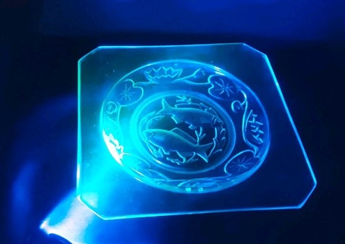 Uranium glass dish bagley 3123 - uranium,