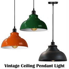 Vintage Industrial Ceiling Pendant Light Curvy Metal Shade Hanging Retro Lamp