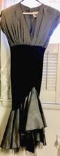 Vintage Womens Ballroom Dance Dress Classy Sterling Silver & Black Rhythm 7-8