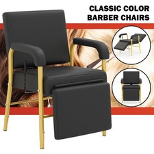 Black+Gold Heavy Duty Adjustable Recline Shampoo Chair Barber Salon Leg Support