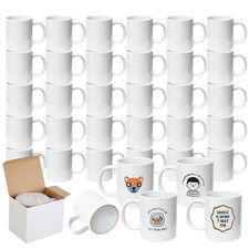Sublimation Mugs 11oz Blank Plain White Large Handle Coffee Cups+Smash Proof Box