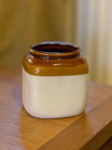 Stoneware square jar salt - stoneware,