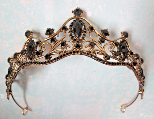 Black crystal antique gold - black,