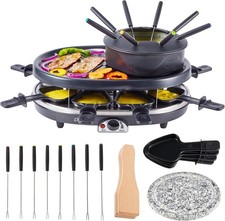Non-Stick Electric Raclette Grill Fondue Set Melting Chocolate Cheese Fondue Pot