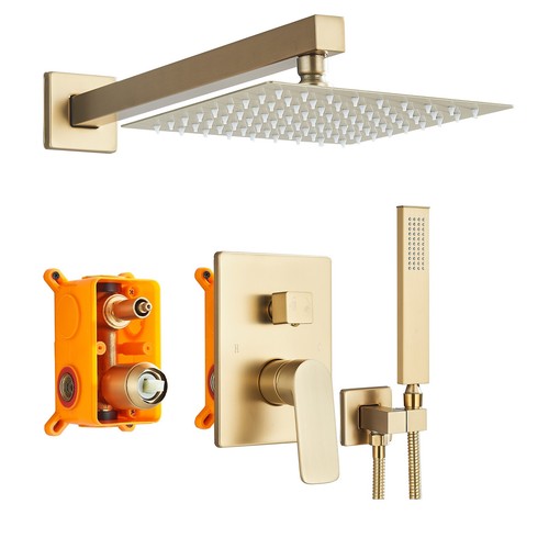 Gold concealed bathroom mixer - concealed,