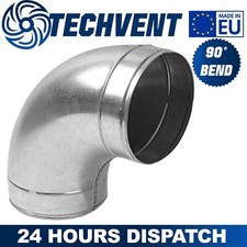 4" 5" 6" 8" 10" & 12" Metal Ducting & Fitting Ventilation - 90 Degree Bend