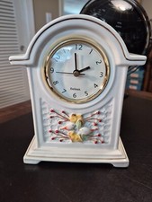 Belleek Mantle Clock Autumn Bird Vintage Made In Ireland Needs Battery EX Cond.