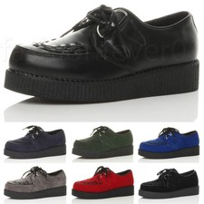 MENS LOW WEDGE PLATFORM TEDDY BOY ROCKABILLY BROTHEL CREEPERS GOTH PUNK SHOES