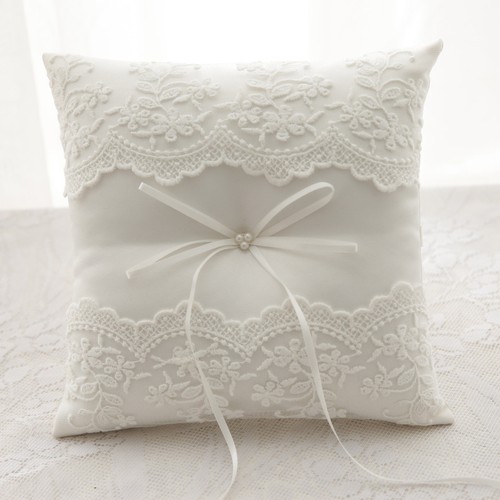 Ivory wedding ring pillow lace - ring,