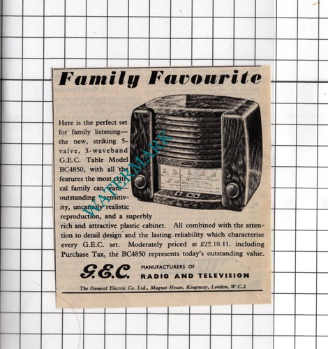Gec radio advert 1948 - advert,