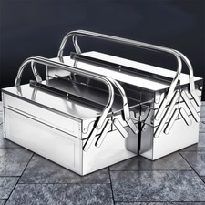 Metal Folding Tool Box Chest Cantilever Storage Case Auto Maintenance Organizer