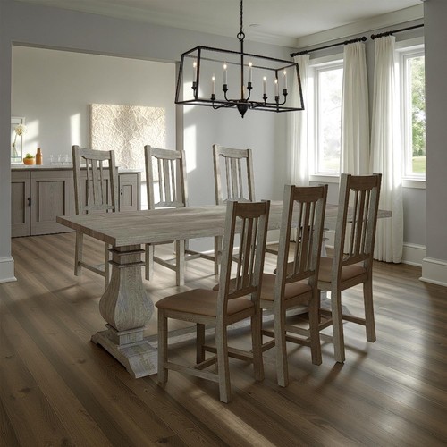 Limewashed table with 6 - 2m,