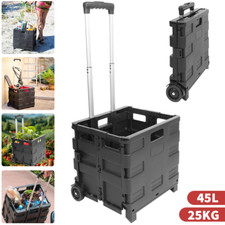 45L Collapsible Boot Cart Shopping Trolley Foldable Storage Box with Wheels