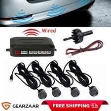4X Black Parking Sensors Car Reverse Backup Rear Radar Alert System Buzzer Kit
