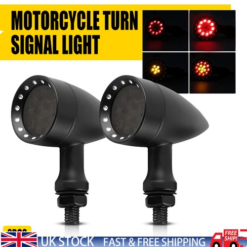 Black motorcycle led red brake - black,