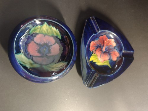 Moorcroft ashtray and pin - moorcroft, dish
