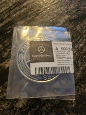 Genuine Mercedes Flat Bonnet Hood Manufacturer Emblem Logo Badge Black & Chrome