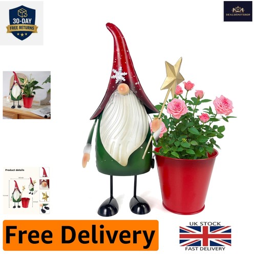 Festive metal gnome statue - festive,