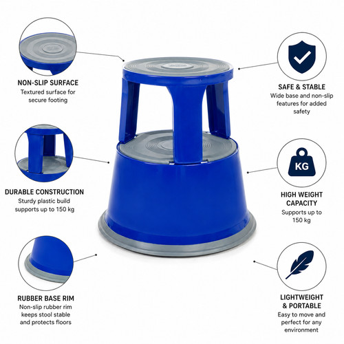 Blue kick step stool - step, metal