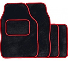 UNIVERSAL 4 PIECE FRONT AND REAR CAR VAN FLOOR MATS RUBBER BACKED CARPET RED