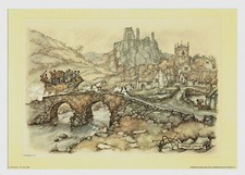 Anton Pieck Stagecoach on Bridge Print 1970 Printed in Holland