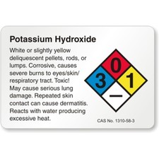 Potassium Hydroxide Chemical Aluminum Weatherproof Sign c01336