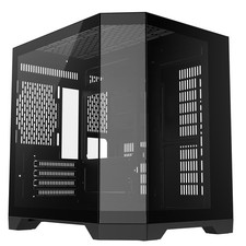 Gaming PC Case Micro ATX Tempered Glass Cube Chassis mATX LED Fan Hub Black UK