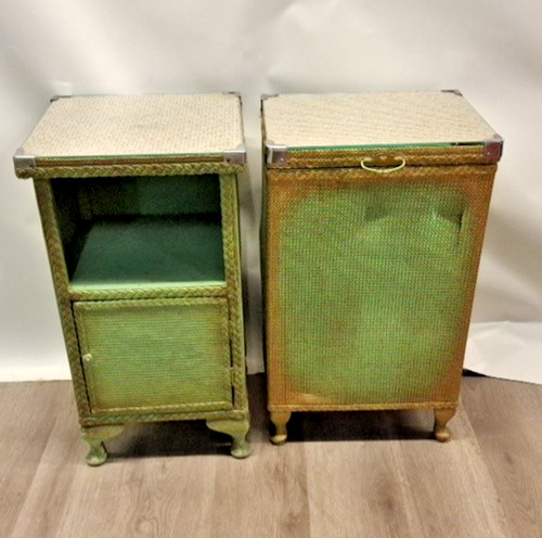 Green lloyd loom style bedside - green,