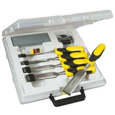 Stanley 5 Piece DynaGrip Wood Chisel Set inc Stone Oil And Honing Guide 5-16-421