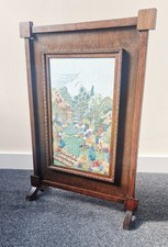 Antique Oak Fire Screen With
