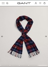 GANT  Woven Check Wool Scarf In Ruby Red