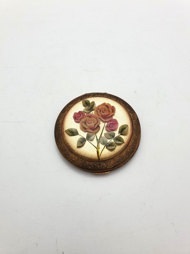 Vintage brass compact mirror - vintage,
