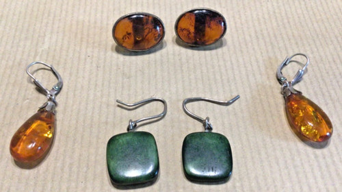 Two pairs amber earrings and - amber,
