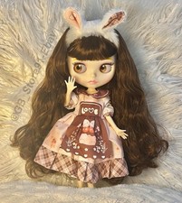Blythe Doll With Love Bunny Dress Brown Hair white skin joint body Blush Neo30CM