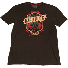 Hard Rock Budapest Twin Guitar Applique T-shirt Black Size Large