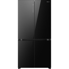 Hisense RQ768N4GBE 591L American Style Fridge Freezer - Black Glass 40250