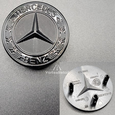 MERCEDES-BENZ GLOSS BLACK WREATH BONNET BADGE EMBLEM 38mm C E CLASS W205 S205