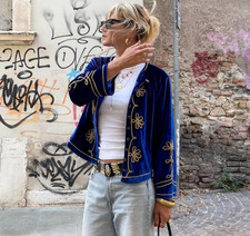 Nine Lives Bazaar Hendrix Jacket Size M AU12/US 8 Velvet Cobalt Blue Jacket