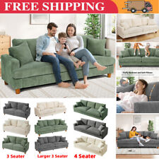 Large Corduroy Sofa Teddy Velvet Jumbo Cord Sofa Couch Armchair with 2 Pillows