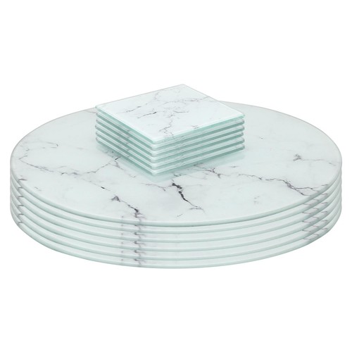 12pc round glass placemats - 12pc,