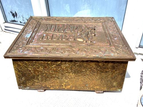Antique vintage embossed brass - embossed,